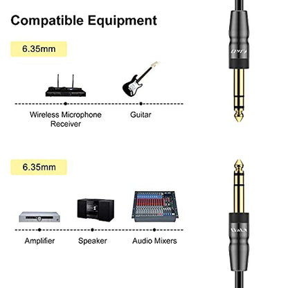 J&D 1/4 inch TRS Instrument Cable, Gold Plated Copper Shell 6.35mm TRS Male to 6.35mm Male Stereo Cable (15 Feet) - size: 15 Feet