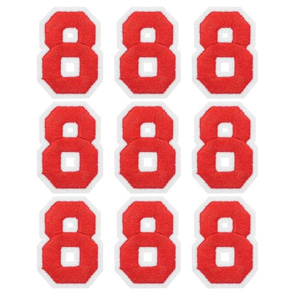 MECCANIXITY Iron on Number Patches 2" Number 8 Iron on Embroidered Patch Sew on Letter Stickers Applique for Repairing Clothing Jeans Shoes Hats DIY(Red, Pack of 9) - style: Number 8
