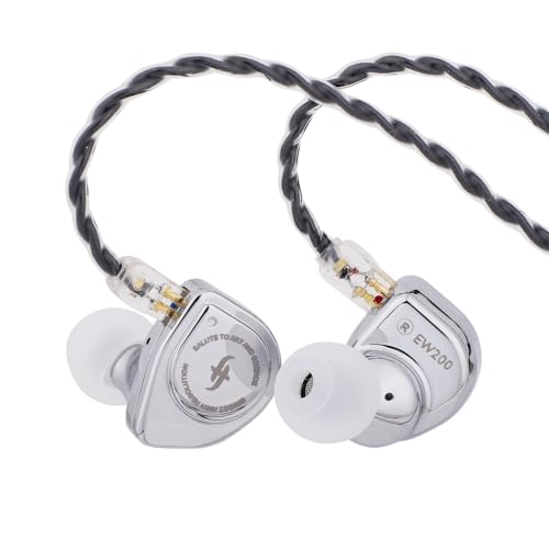 Linsoul SIMGOT EW200 10mm SCP Diaphragm Dynamic Driver IEM in-Ear Earphones | with All Metal Body, Detachable 0.78mm 2pin Silver-Plated OFC Cable for Audiophiles Musicians, 3.5mm with Mic - style: EW200 With Mic
