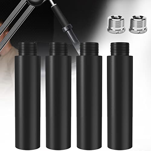 Mic Stand Extension Tube, 4 Pieces Microphone Extension Pipe Microphone Stand Extender with 2 Screw Aadpters for Desk Boom Arm Stands - size: 4 PCS