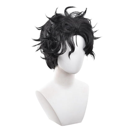 Men Black Short Wrap Cosplay Wig Replacement Wig Heat Resistan Synthetic Fiber Hairs for Uniex Adult Cos Halloween Christmas Anime Party - color: Black