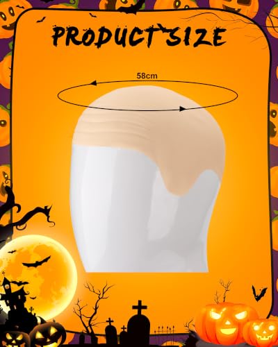 Hoedia 2-Pack Latex Bald Caps for Adults with 2 PCS Wig Caps, 11x7 in | Bald Head Wig Cap for Adults Women Men, Costume Accessories for Halloween Makeup Party, Themed Cosplay - size: 11x17 Inch