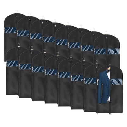 Univivi Suit Cover Bag Garment Bag for Closet Storage, 43 Inch, Set of 16 | Travel Bag with Zipper and Visible Transparent Window, Oxford Fabrics, Foldable Washable Suit Cover for Jacket, Suits, Coats - size: 24"X43"-16pcs - Oxford