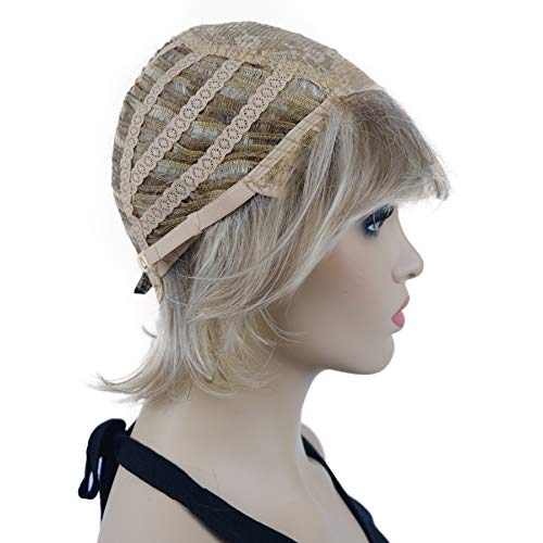 Lydell Short Layered Shaggy Wavy Full Synthetic Wigs (H16/613 Blonde Highlights) - color: #H16/613 Blonde Highlights