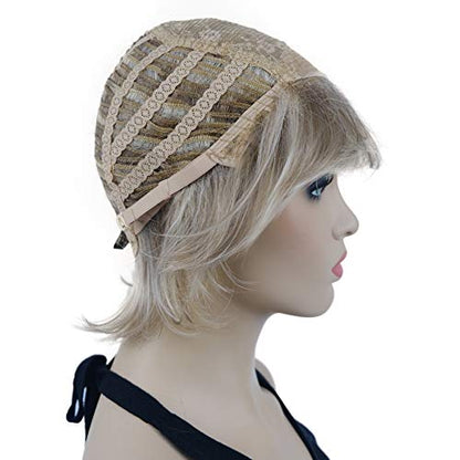 Lydell Short Layered Shaggy Wavy Full Synthetic Wigs (H16/613 Blonde Highlights) - color: #H16/613 Blonde Highlights