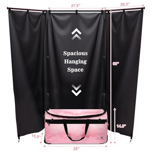 Dance Bag with Garment Rack and Curtain, 28" Dance Competition Duffle Bag | Glitter Waterproof Fabric | Portable Dance Changing Room Suitcase for Dancers, Athletes and Cheerleaders - color: 28" Glitter Pink