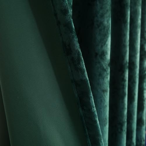 Green Velvet Curtains Drapes -Room Darkening Thermal Insulating Window Curtains for Bedroom Living Room Bedroom, Deep Green, 52" Width x 96" Length, Set of 2 Panels - color: Deep Green, size: 52"W x 96"L (Pack of 2)