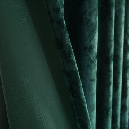Green Velvet Curtains Drapes -Room Darkening Thermal Insulating Window Curtains for Bedroom Living Room Bedroom, Deep Green, 52" Width x 96" Length, Set of 2 Panels - color: Deep Green, size: 52"W x 96"L (Pack of 2)