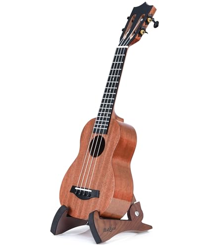 Ukulele Stand, Foldable Ukelele Stand for Travel, Rabbit Shape Ukele Holder - color: Black Walnut