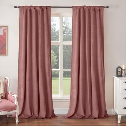 BGment Velvet Curtains 84 inches Long for Living Room, Dusty Rose Pink - color: Dusty Rose, size: 42"W x 84"L (Pack of 2)
