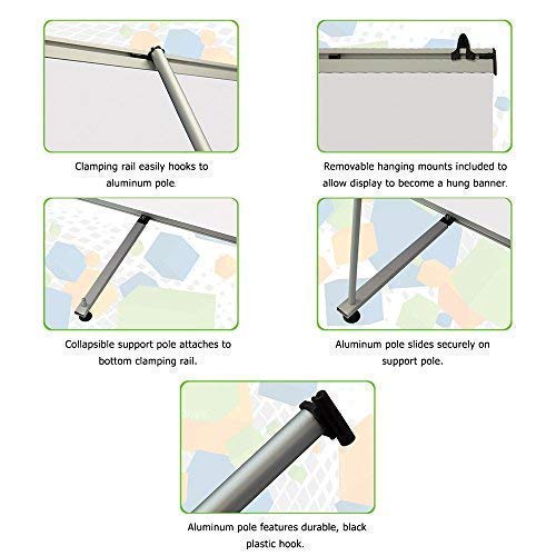 Vispronet L Banner Stand – 2.6ft x 6.8ft Banner Stand, 2.6lb Vertical Banner Stand for Tradeshows, Stand Up Banner with Aluminum Base & Clamping Rails, Portable Standing Banner for Retail Stores