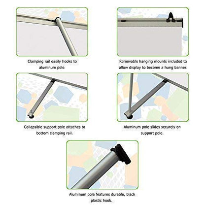 Vispronet L Banner Stand – 2.6ft x 6.8ft Banner Stand, 2.6lb Vertical Banner Stand for Tradeshows, Stand Up Banner with Aluminum Base & Clamping Rails, Portable Standing Banner for Retail Stores