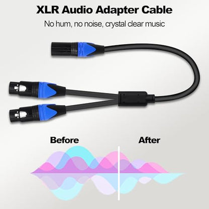 XLR Splitter Audio Y Cable Male to Dual Female Adapter 0.5M | XLR Balanced Microphone Audio Splitter Cord for Mixer Amplifier Camera - style: 1 male to 2 female