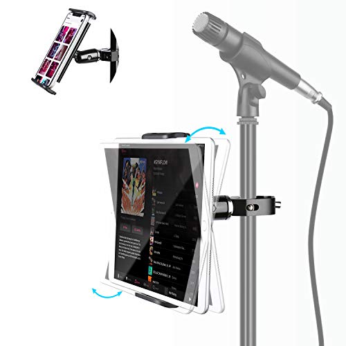 elitehood Metal iPad Holder for Mic Stand, Adjustable Tablet Holder for Mic - size: 4.5in - Single Ball Joint