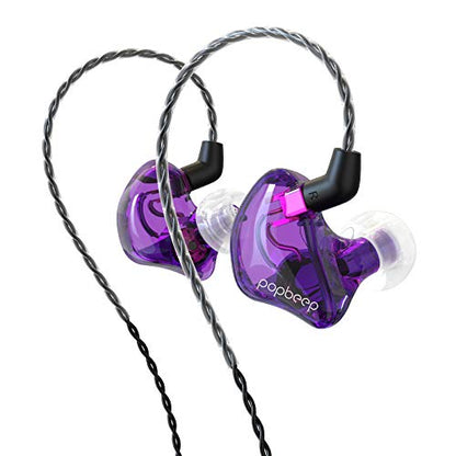 BASN Bsinger BC100 in Ear Monitor Headphone with Dual Drivers, Clear Purple | Noise Isolation Dynamic Drivers IEM Earphone with Detachable MMCX Cable for Singer Musician Drummer,Secure Fit Gaming Earbud - color: Purple