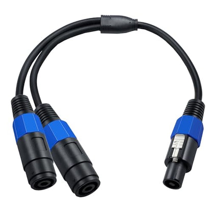 Speaker Splitter Cable, Speakon 1 Male to 2 Female Audio Y Adapter Cord, Speaker Extension Adapter with Twist Lock - 0.5M/1.5FT (1-Male to 2-Female)