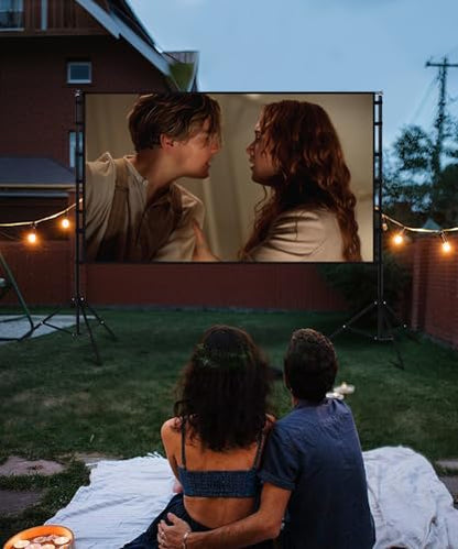 150 Inch Projector Screen with Stand, 16:9 4K HD Portable Projector Screen Indoor Outdoor Projection Screens Outdoor Movie Screens with Carry Bag,Enjoy Home Theater