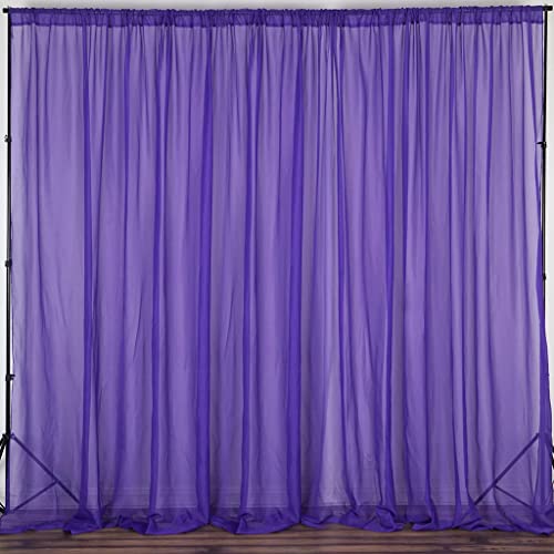 TABLECLOTHSFACTORY 10FT Premium Fire Retardant Purple Sheer Voil Curtain Panel Backdrop - Premium Collection - color: Purple, size: 120"W x 120"L (Pack of 1)