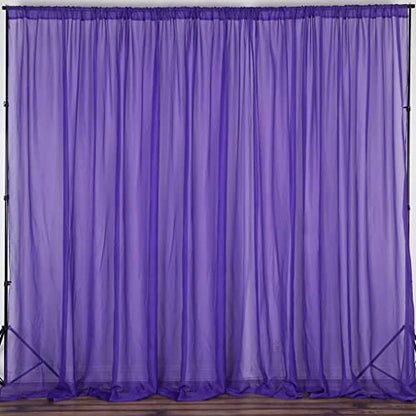 TABLECLOTHSFACTORY 10FT Premium Fire Retardant Purple Sheer Voil Curtain Panel Backdrop - Premium Collection - color: Purple, size: 120"W x 120"L (Pack of 1)