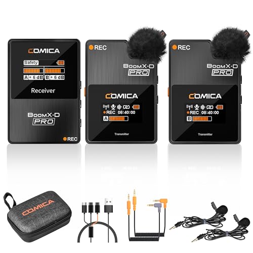 COMICA BoomX-D2 PRO Wireless Lavalier Microphone for iPhone Android Camera