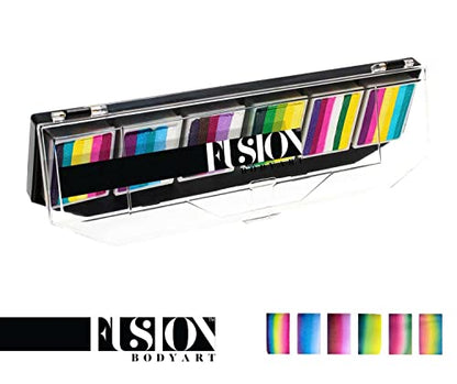 Fusion Body Art Pro Quality Professional Face Painting Palette - Leanne's Pretty Rainbow | Hypoallergenic Safe & Non-Toxic - Perfect for Full Face Designs and Cheek Art