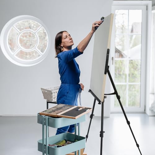 RRFTOK 2 Pack 17-66 Inch Art Easel Stand for Painting and Sign, Black | Portable folding metal tripod easel for display stand, canvas holder, adults, floor, sign, poster board and travel use - style: 66B 2-Pack