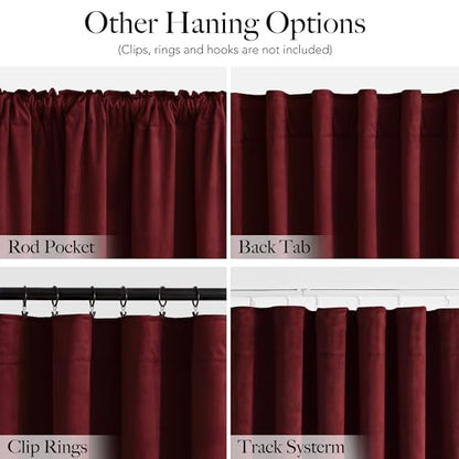 RYB HOME Red Velvet Blackout Curtains 90 inches Long for Living Room - color: Red, size: 52"W x 90"L (Pack of 2)