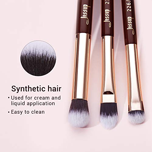 Jessup Eye Makeup Brushes Set 15 Eyeshadow, Eyeliner, Concealer Brush T284 | With Label, Soft Mixed Hair, Seamless Blending & Sharp Definition, Creates Smoky & Natural Eye Looks for Professionals - color: E-Zinfandel