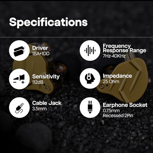 Linsoul KZ ZSN PRO X 1BA+1DD Hybrid Driver IEM HiFi Wired Earbuds | Metal HiFi in-Ear Monitor with Detachable Recessed 2Pin Cable, Zinc Alloy Panel, with Mic, Black - color: Gold, style: With Mic