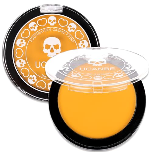 UCANBE Yellow Face Body Paint Makeup Foundation, Professional Cream Greasepaint for Kids & Adults, Non-Toxic SFX Makeup Facepaint Kit for Halloween Parties, Minions Emoji Lion Tiger Costume & Cosplay - color: Yellow