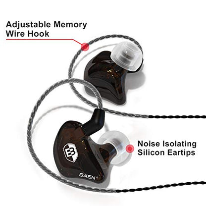 BASN Bsinger BC100 in Ear Monitor Headphones,Brown | Universal Fit Noise Isolating IEM Earphones for Musicians Singers Studio Audiophiles - color: Brown