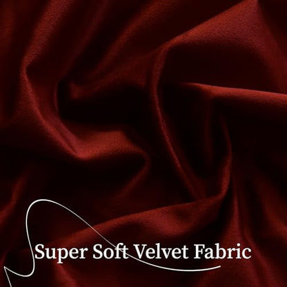 Roslynwood Luxury Soft Burnt Ochre Velvet Curtains 96 inches Long Back Tab Thermal Insulated Blackout Window Drapes for Living Room/Bedroom/Dining Room, W52 x L96, 2 Panels - color: Burnt Ochre, size: 52"W x 96"L (Pack of 2)