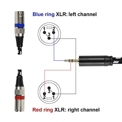 3.5 mm to Dual XLR Male Y Splitter Cable, 10 Feet Stereo 1/8 Mini TRS Headphone Jack to L/R Double XLR Male Aux Cord, Noise Free, Nylon Braided, for Studio Monitor Speaker and Phones