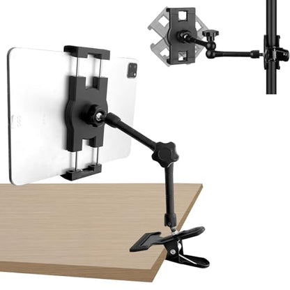 Mippko Tablet Holder for Desk/Table/Easel/Board/Shelf,360° Adjustable Aluminium Alloy Arm Metal Clamp iPad Mount,Compatible with 7~12.9" iPad/Nexus/LG G Pads/e-Reader/Switch