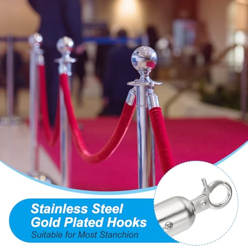PATIKIL 8 Pack Blue Velvet Stanchion Rope, 8 Ft Crowd Control Ropes Barrier Hanging Rope with Stainless Steel Silver Plated Hooks for Carpet Events Movie Theaters Opening Activities - color: Blue/Silver Plated, size: 8 Feet