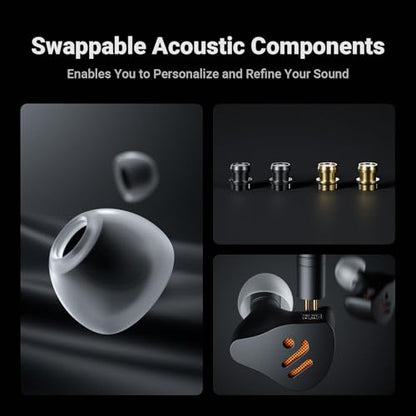 Fosi Audio IM4 Open-Back IEM Earphones, in Ear Monitor Wired Earbuds, 10mm Single Dynamic Driver, IEMs for Audiophiles, Gaming and Studio, 3.5mm 2-Pin 0.78mm Detachable Cables, N52 Dual Magnets - color: BLACK