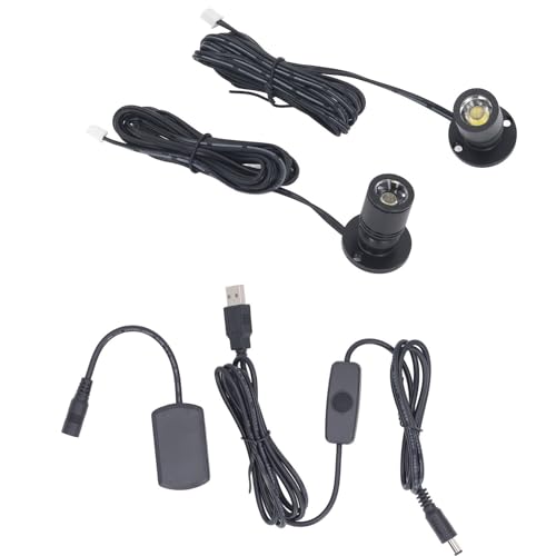 5V 조도 조절 가능한 LED 미니 스포트라이트, 2m(6.5피트) 케이블, 주얼리/실내 그림/예술/모델 디스플레이 조명, 주얼리 캐비닛, 입구, 테이블 선반용 USB 전원 스포트라이트(포지티브 화이트 6000K, 2팩) - color: 포지티브 화이트 6000K, size: 2개