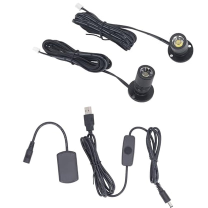 5V 조도 조절 가능한 LED 미니 스포트라이트, 2m(6.5피트) 케이블, 주얼리/실내 그림/예술/모델 디스플레이 조명, 주얼리 캐비닛, 입구, 테이블 선반용 USB 전원 스포트라이트(포지티브 화이트 6000K, 2팩) - color: 포지티브 화이트 6000K, size: 2개
