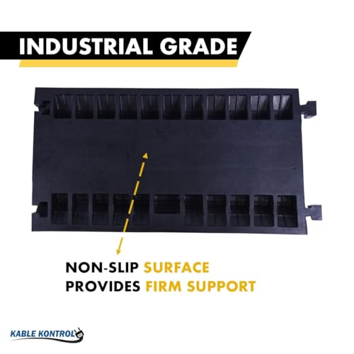 Kable Kontrol Atlas Heavy Duty Cable Protector Ramp - 5 Channel Bulk Wholesale Pallet - 10 Pcs - 36" Long Black & Yellow - 36,000 Lbs Capacity - Rubber Speed Bump Wire Protector Cord Cover - CP9988 - size: 5 Channel - 36" - 10 Units