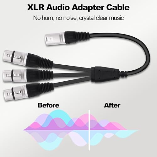 3 Way XLR Splitter Audio Y Cable 1 Male to 3 Female Adapter 0.6M | XLR Balanced Microphone Audio 1 to 3 Splitter Cord,for Mixer Amplifier Camera - style: 1 male to 3 female