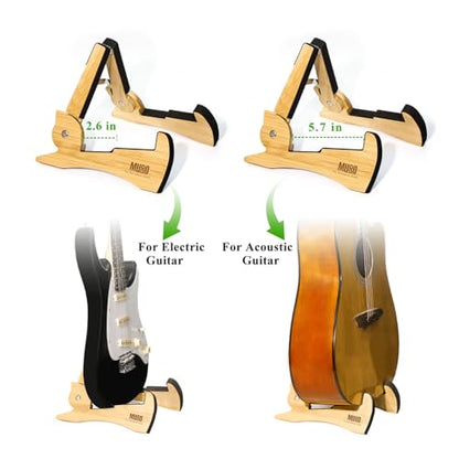 Guitar Stand, Acoustic Guitar Stand with Padded Foam, Classical Electric Guitar Stand,Folding Bass Guitar Display Stand Travel Guitar Stand, Compatible with Mandolin, Bass, Banjo, Ukulele,Rabbit-Shape Patented (Bamboo) - color: Bamboo