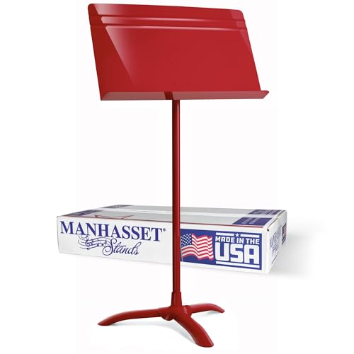 Manhasset Music Stand for Sheet Music - 48 Symphony Model Glossy Red - 4801RED - Long Lasting, Durable Stand - Adjustable Height - 20" by 12 - color: Red, Glossy, size: Pack of 1
