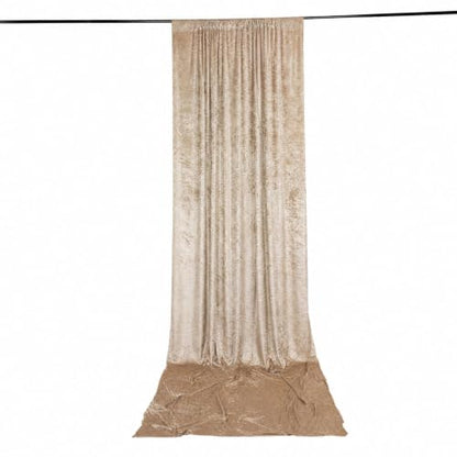 Efavormart Beige Premium Crushed Velvet Backdrop Curtain 5ft x 16ft – Ceiling Drape Panel & Room Divider Curtain with Rod Pocket, 70% Blackout - color: Beige, size: 192"W x 60"L (Pack of 1)