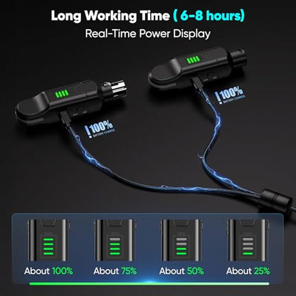 Wireless XLR Transmitter and Receiver | 2.4GHz Wireless Microphone System, 100ft Range, 48V Phantom Power, Ultra-Low Latency