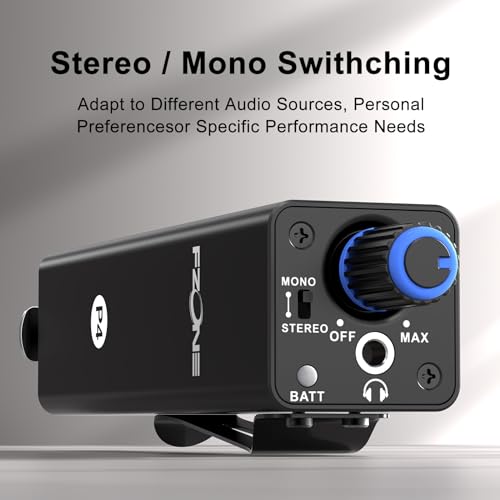 FZONE Upgraded in-Ear Monitor Amplifier Portable IEM with Super Great Sound Quality, Stereo/Mono Switch, Enhanced Durable Belt Clip