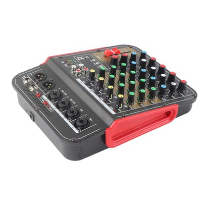 Jeanoko Audio Mixer Sound Mixing Console,Professional Mixing Console, 4 Channel Audio Mixer Controller USB Input 3 Band EQ Metal for Party KTV for Professional and Beginners