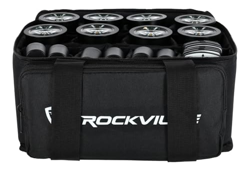 Rockville 8 Pack MINI Halo Black DJ Wash Lights + Bag, Wireless DMX, 17 Hour Battery, Wireless DMX, RF Remote - color: Black