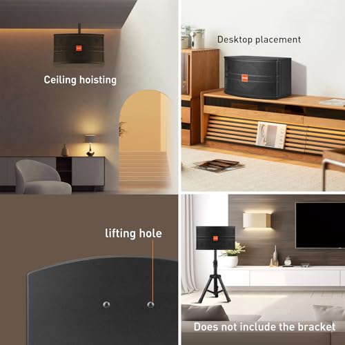 12" Passive Speaker Pair, 1600W Peak Power 3-Way Karaoke Speakers, 8 Ohm with MDF Enclosure & Wall Brackets, for Crystal Clear Vocals, Home Entertainment, DJ and PA Audio，Needs Amplifier/Receiver - size: 12 inch passive speaker