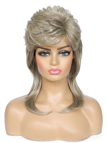 Mullet Wigs for Women,Joe Dirt,Emo Wig,80s 90s Costumes Fancy Party Accessory Cosplay Wig,Halloween Man （Blonde） - color: w2057-Blonde