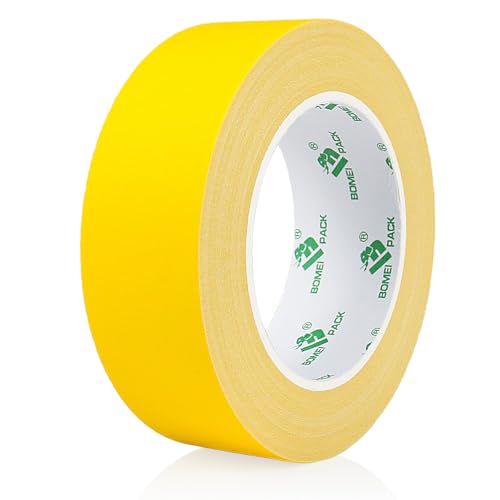 BOMEI PACK Yellow Matte Gaffer Tape Non-Reflective 1.5inch x 30yds No Residue Hand Tear Fabric Self-Adhesive Tape for Labeling, Cable, Photography, Painters,Walls,Electrical and Cords - color: Yellow